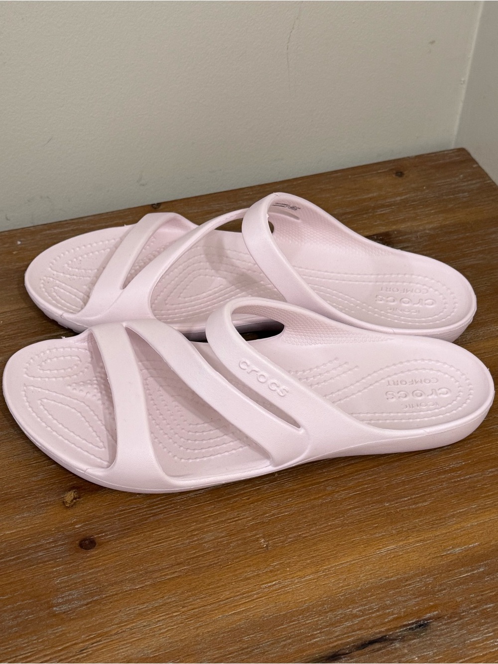 CROCS Pale Pink Dual-Strap Slide Sandals
